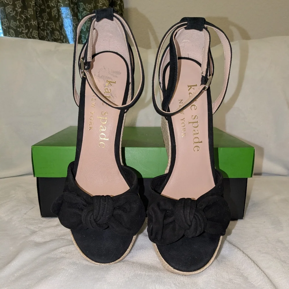 Kate Spade Tianna Black and Cream Wedge Sandals Women's Size 9 - Picture 5 of 8